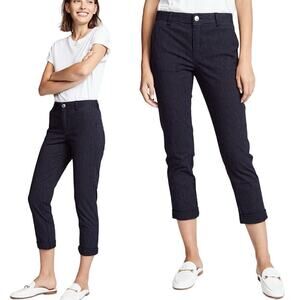 Current Elliott The Confidant Navy Pinstripe Crop Trousers Straight Pants 28